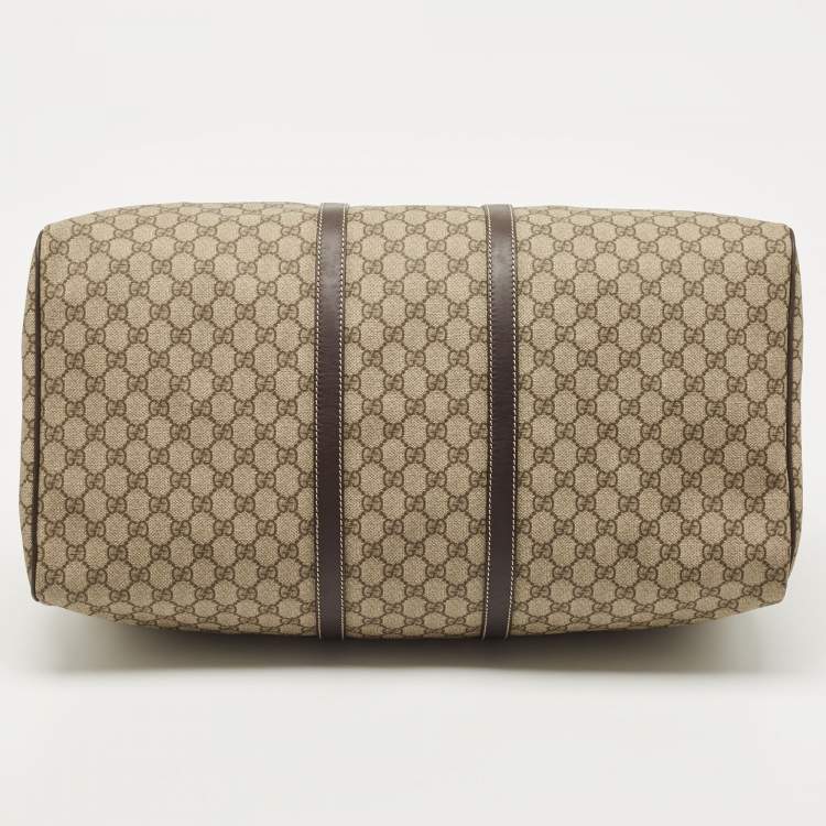 مملوكة مسبقًا Gucci Beige/Brown GG Supreme Canvas and Leather Carry On Duffel Bag