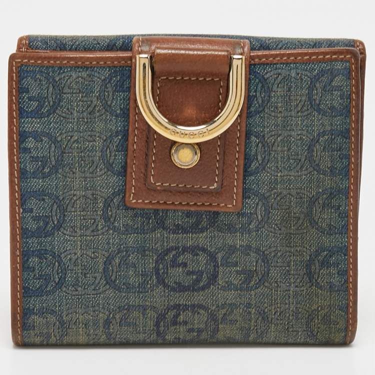مملوكة مسبقًا Gucci Navy Blue/Brown GG Denim and Leather Abbey D-Ring Shoulder Bag