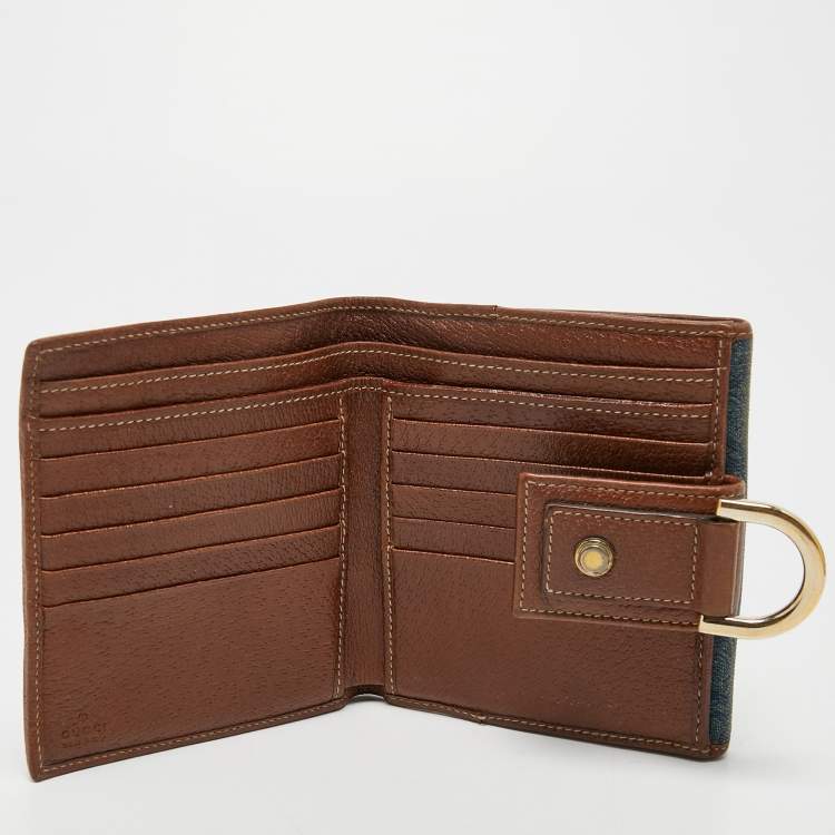 مملوكة مسبقًا Gucci Navy Blue/Brown GG Denim and Leather Abbey D-Ring Shoulder Bag
