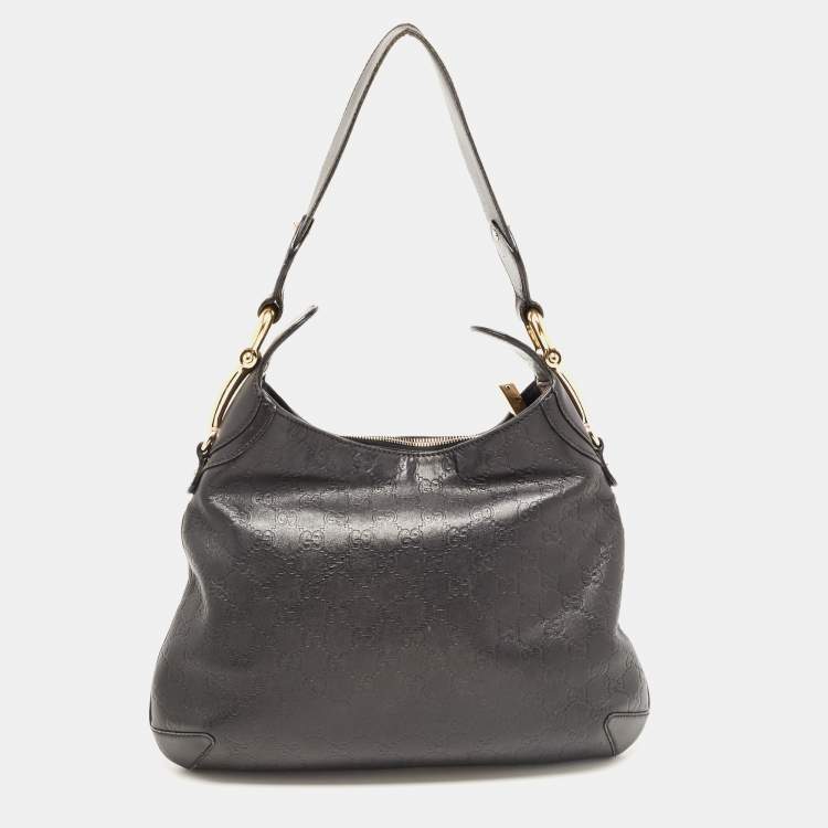 Pre Owned Gucci Black Guccissima Leather Pelham Horsebit Hobo