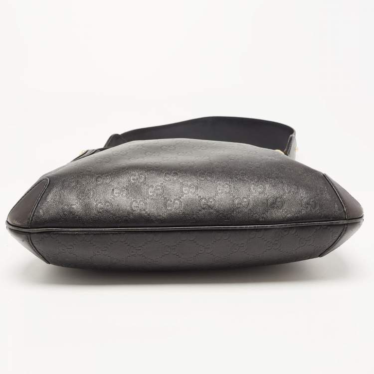 Pre Owned Gucci Black Guccissima Leather Pelham Horsebit Hobo