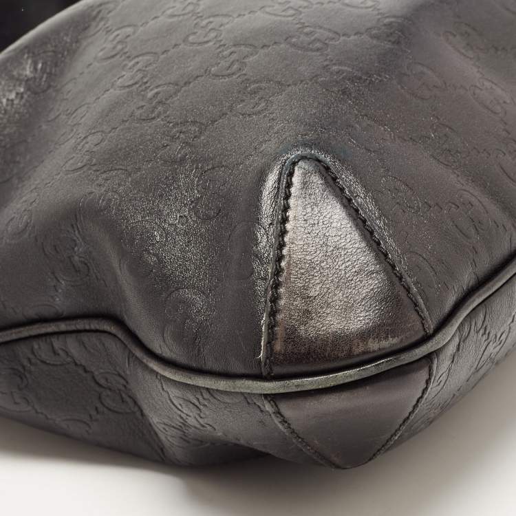 Pre Owned Gucci Black Guccissima Leather Pelham Horsebit Hobo