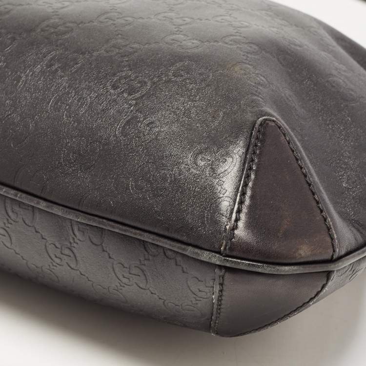 Pre Owned Gucci Black Guccissima Leather Pelham Horsebit Hobo