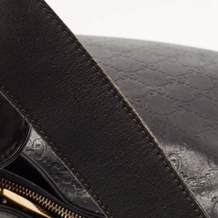 Pre Owned Gucci Black Guccissima Leather Pelham Horsebit Hobo