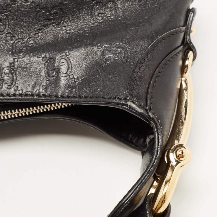Pre Owned Gucci Black Guccissima Leather Pelham Horsebit Hobo