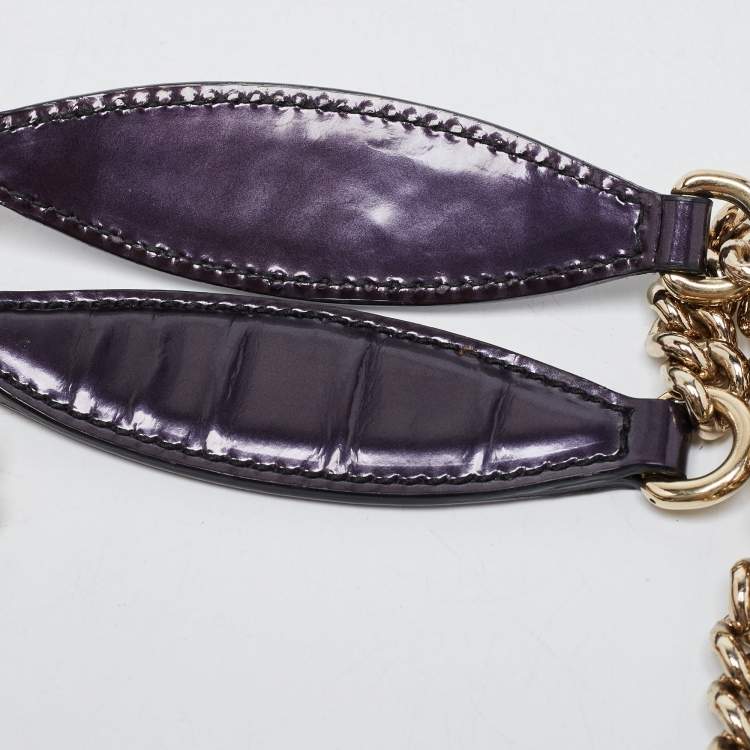 Pre Owned Gucci Purple Guccissima Patent Leather Large Emily Chain Shoulder Bag