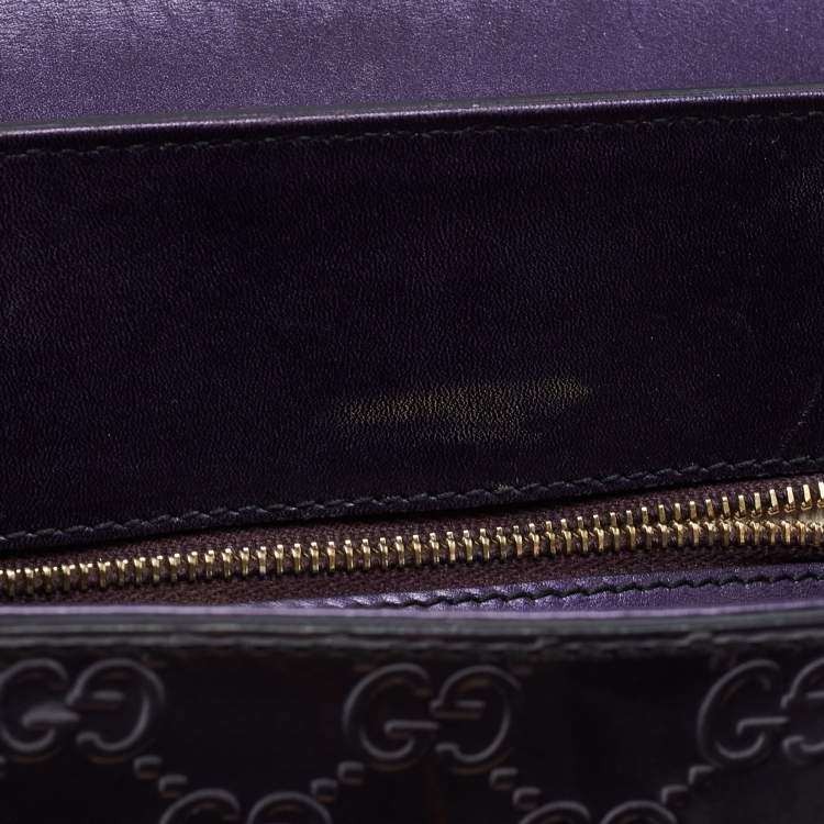 Pre Owned Gucci Purple Guccissima Patent Leather Large Emily Chain Shoulder Bag