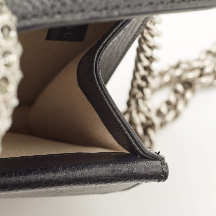 Pre Owned Gucci Black Leather Mini Dionysus Shoulder Bag