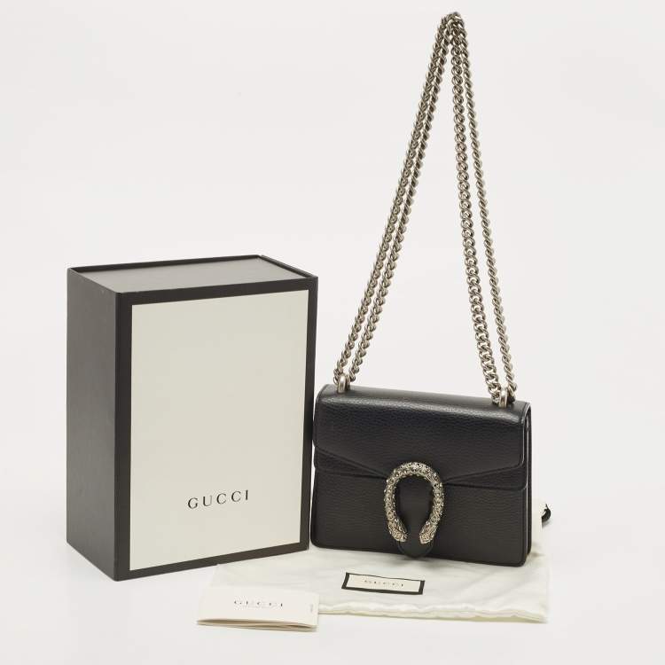 Pre Owned Gucci Black Leather Mini Dionysus Shoulder Bag