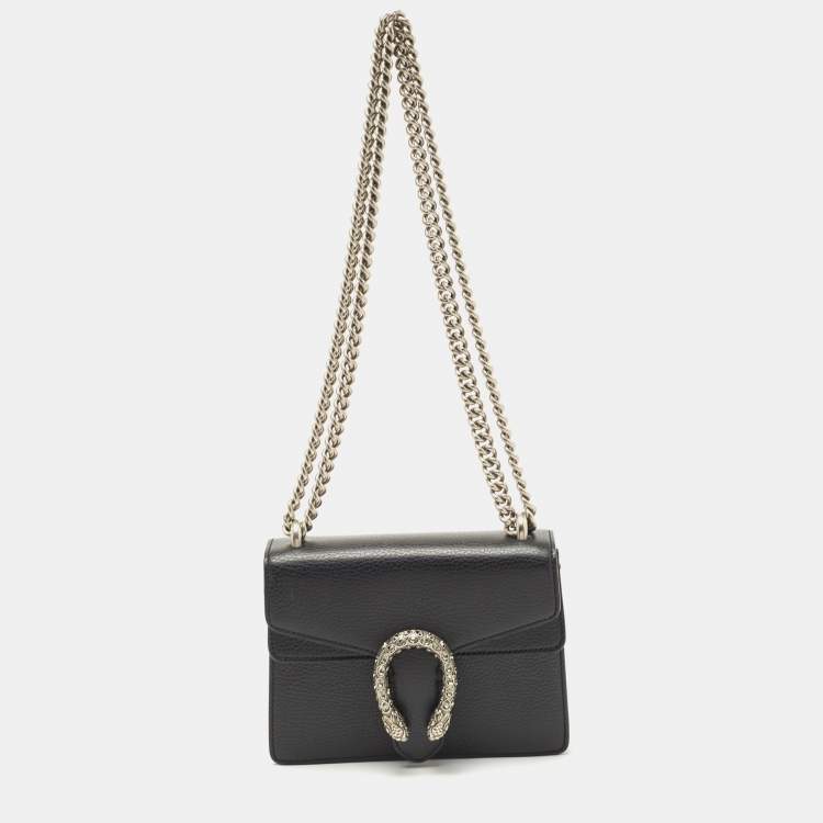 Black Leather Dionysus Mini Chain Bag
