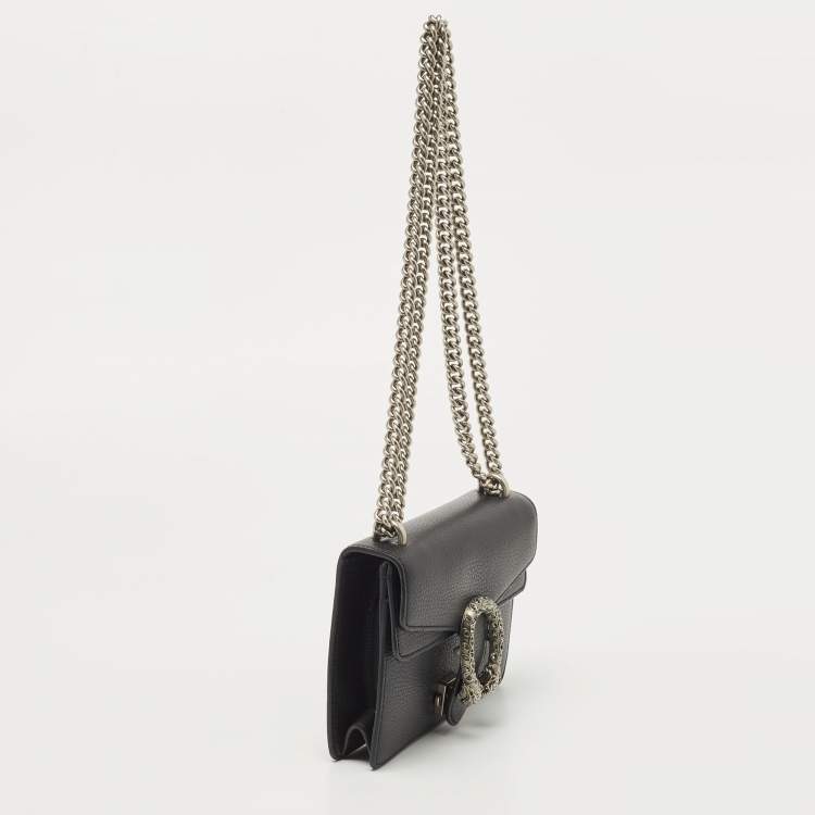 Pre Owned Gucci Black Leather Mini Dionysus Shoulder Bag