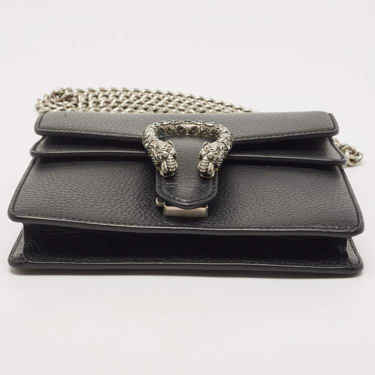 Pre Owned Gucci Black Leather Mini Dionysus Shoulder Bag