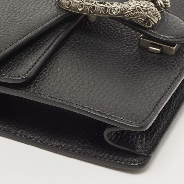 Pre Owned Gucci Black Leather Mini Dionysus Shoulder Bag