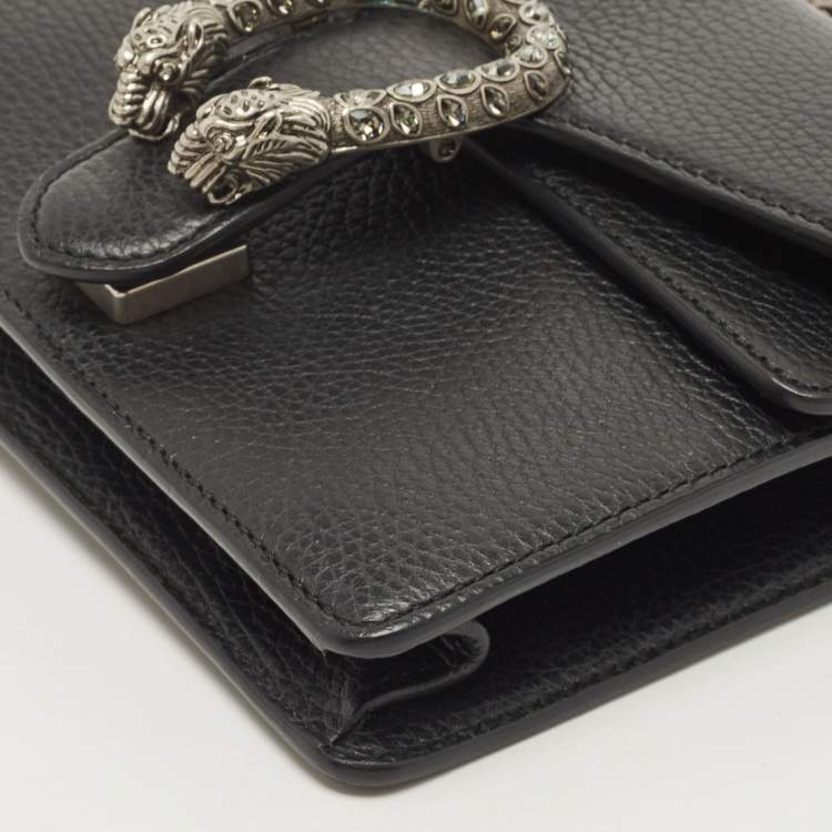 Pre Owned Gucci Black Leather Mini Dionysus Shoulder Bag