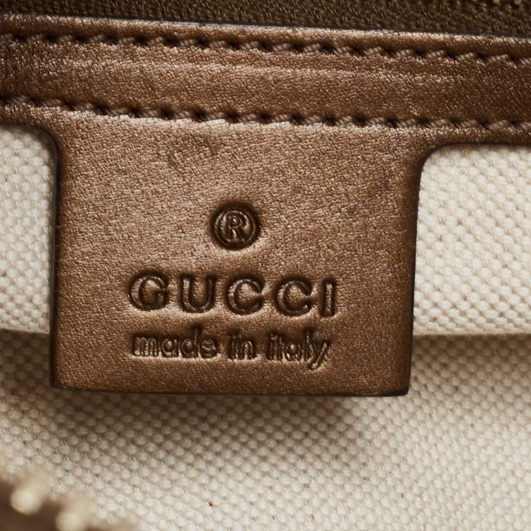 Pre Owned Gucci Beige/Gold GG Canvas and Leather Shoulder Bag