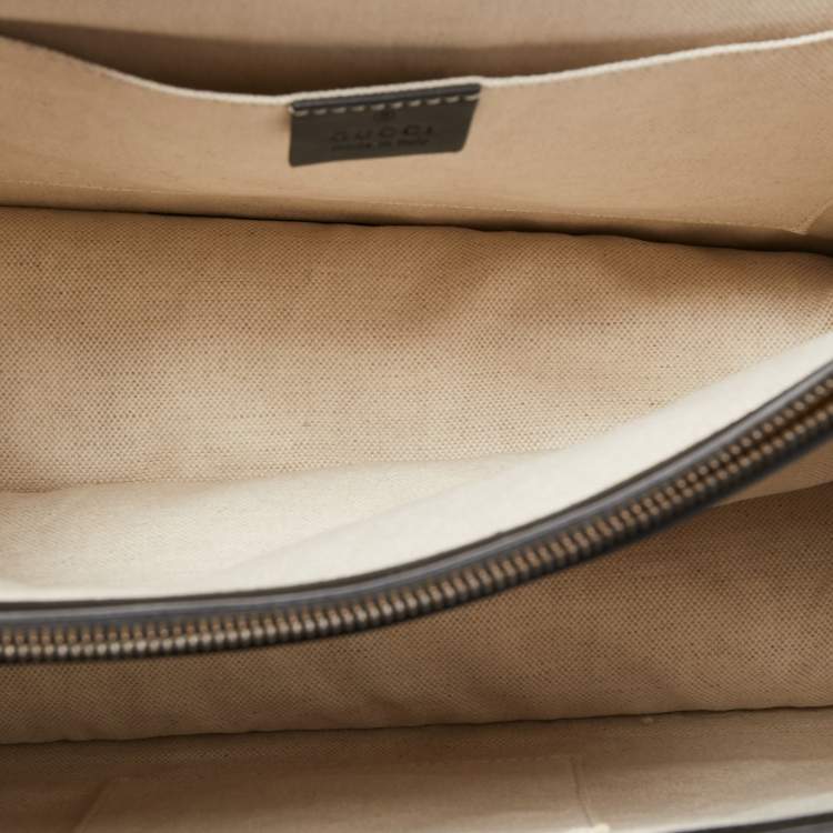 Pre Owned Gucci Black Leather Large Dionysus Bamboo Top Handle Bag