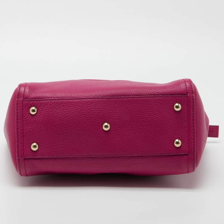 Pre Owned Gucci Fuchsia Pebbled Leather Soho Tote