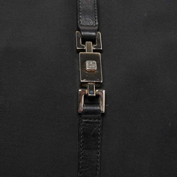 Pre Owned Gucci Black Nylon and Leather Jackie O Tote
