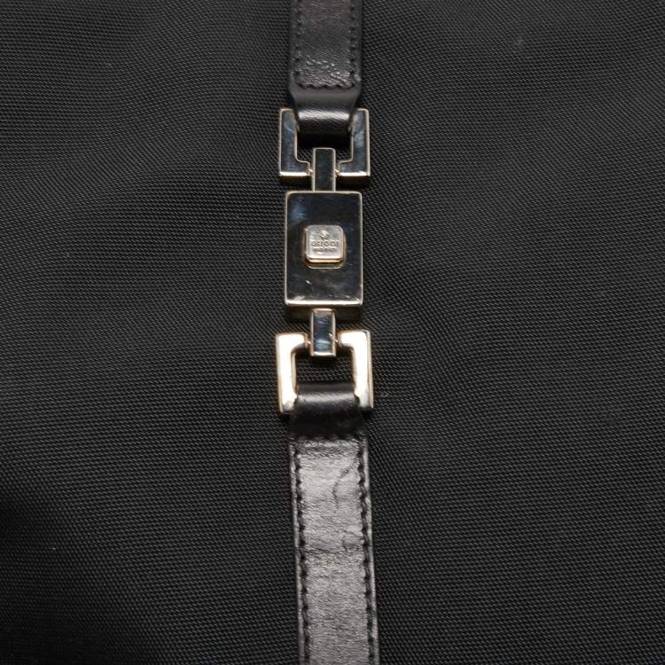 Pre Owned Gucci Black Nylon and Leather Jackie O Tote
