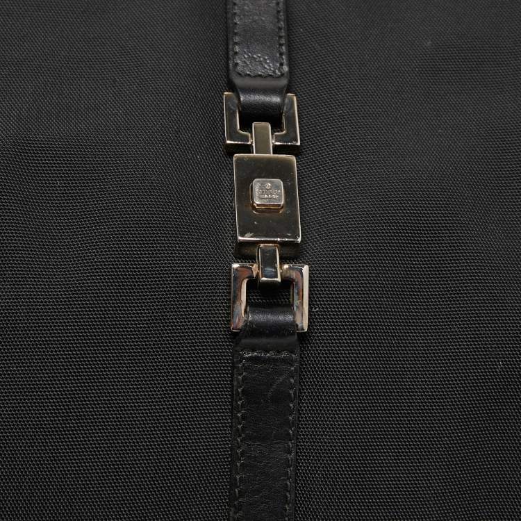 Pre Owned Gucci Black Nylon and Leather Jackie O Tote