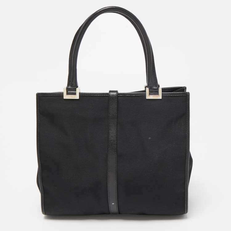 Pre Owned Gucci Black Nylon and Leather Jackie O Tote