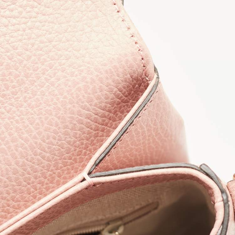 Pre Owned Gucci Dusty Pink Leather Interlocking G Top Handle Bag