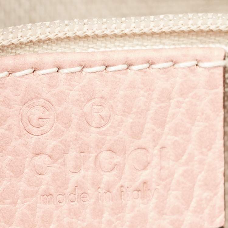 Pre Owned Gucci Dusty Pink Leather Interlocking G Top Handle Bag