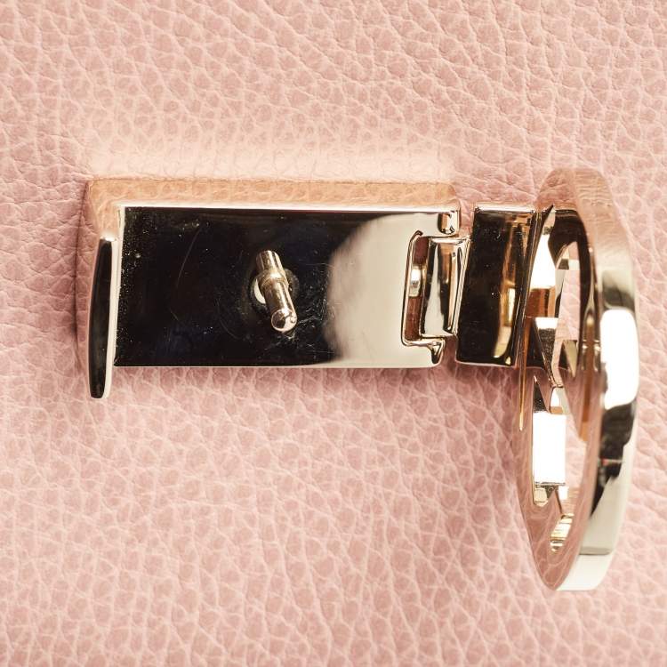 Pre Owned Gucci Dusty Pink Leather Interlocking G Top Handle Bag