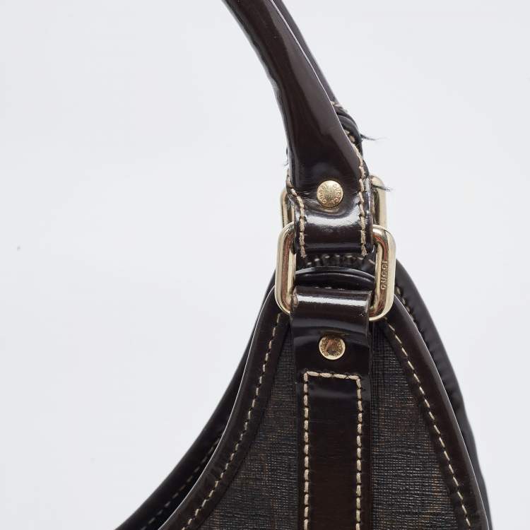 Pre Owned Gucci Brown GG Supreme Canvas and Leather Jackie O Hobo