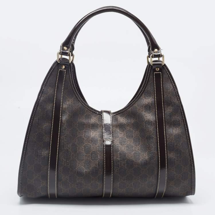 Pre Owned Gucci Brown GG Supreme Canvas and Leather Jackie O Hobo