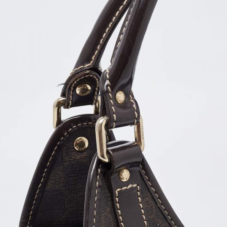 Pre Owned Gucci Brown GG Supreme Canvas and Leather Jackie O Hobo
