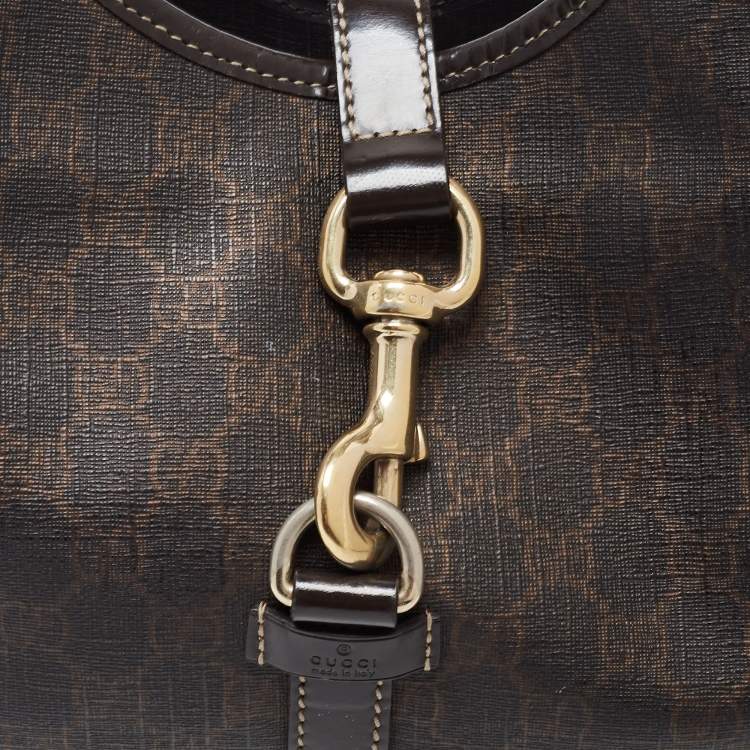 Pre Owned Gucci Brown GG Supreme Canvas and Leather Jackie O Hobo