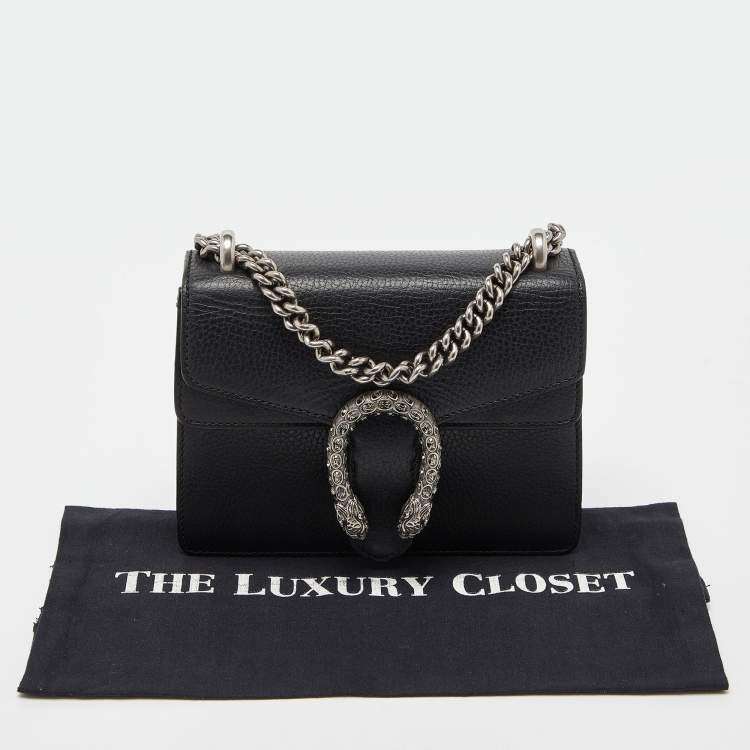 Pre Owned Gucci Black Leather Mini Dionysus Shoulder Bag