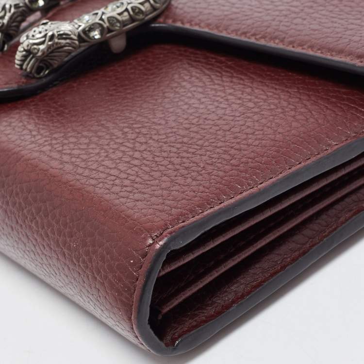 Pre Owned  Gucci Burgundy Leather Dionysus Wallet On Chain