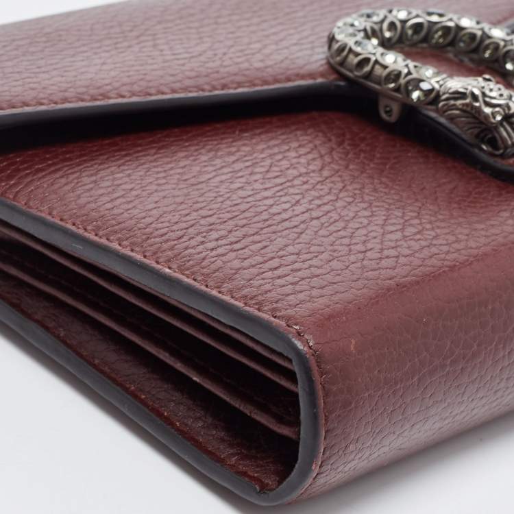 Pre Owned  Gucci Burgundy Leather Dionysus Wallet On Chain
