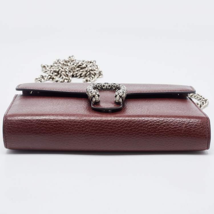 Pre Owned  Gucci Burgundy Leather Dionysus Wallet On Chain