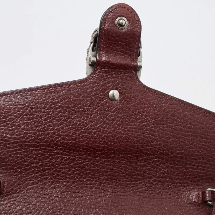Pre Owned  Gucci Burgundy Leather Dionysus Wallet On Chain