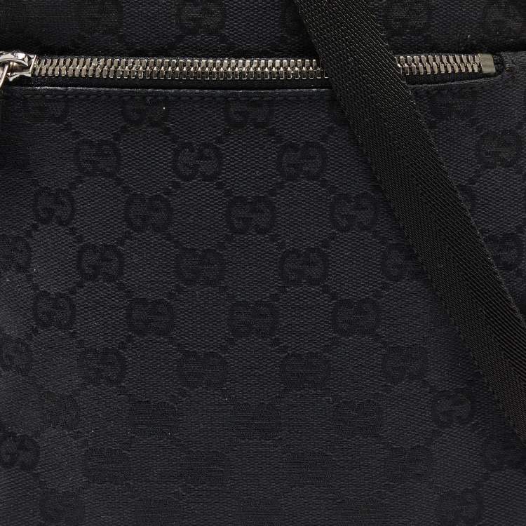 مملوكة مسبقًا Gucci Black  GG Canvas and Leather Crossbody Bag