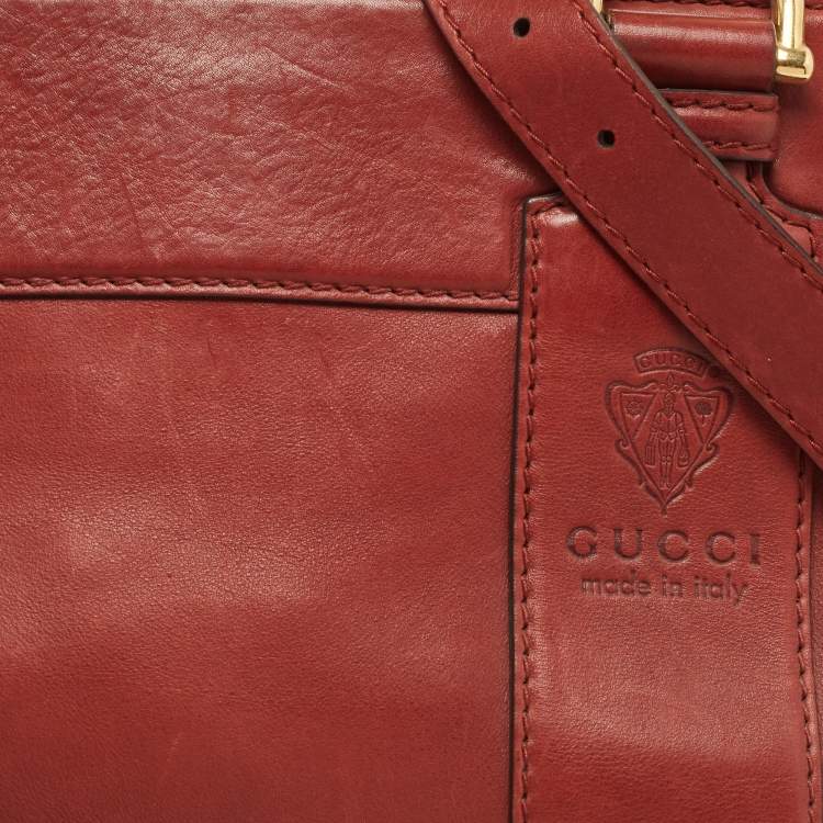 Pre Owned Gucci Maroon Leather and Fur Smilla Tote