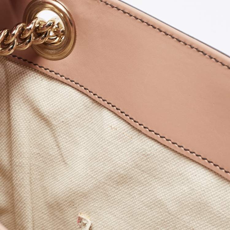 Pre Owned Gucci Beige/Pink GG Canvas And Leather Large Emily Chain Shoulder Bag