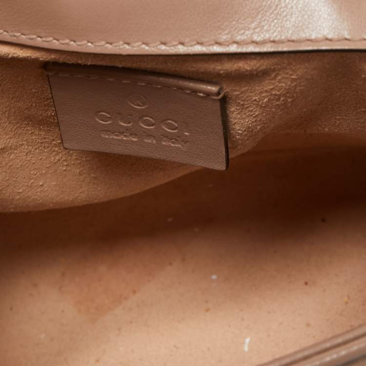 Pre Owned Gucci Beige Matelasse Leather Mini GG Marmont Top Handle Bag