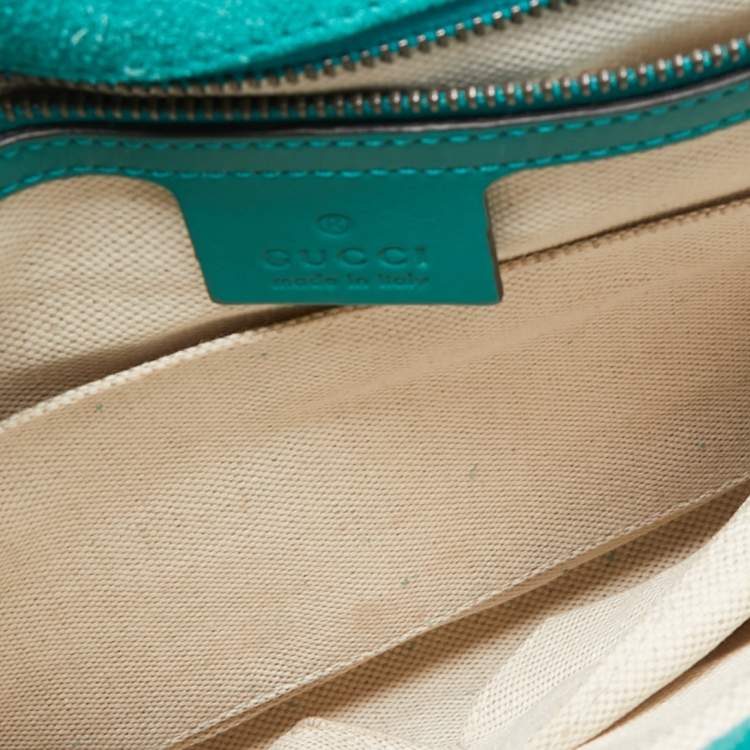 Pre Owned Gucci Green Patent Leather Bright Bit Crossbody Bag