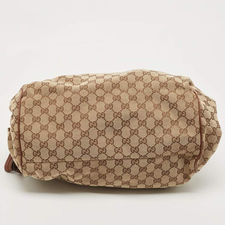 Pre Owned Gucci Beige/Brown GG Canvas Medium Sukey Boston