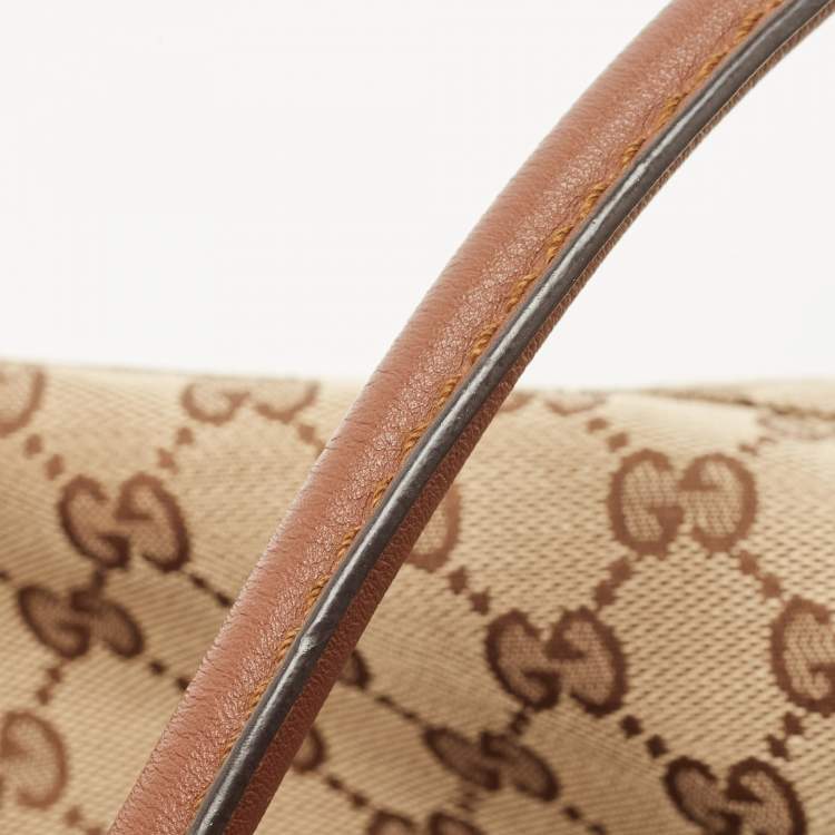 Pre Owned Gucci Beige/Brown GG Canvas Medium Sukey Boston