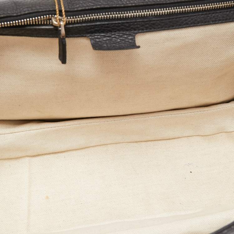 Pre Owned Gucci Black Leather Large New Bamboo Tassel Top Handle Bag