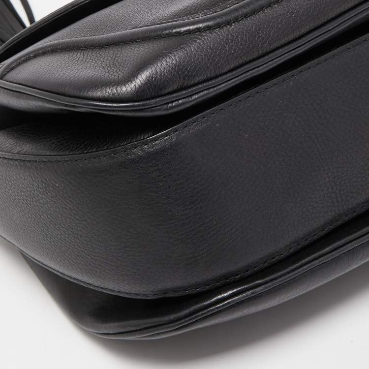 Pre Owned Gucci Black Leather Large New Bamboo Tassel Top Handle Bag