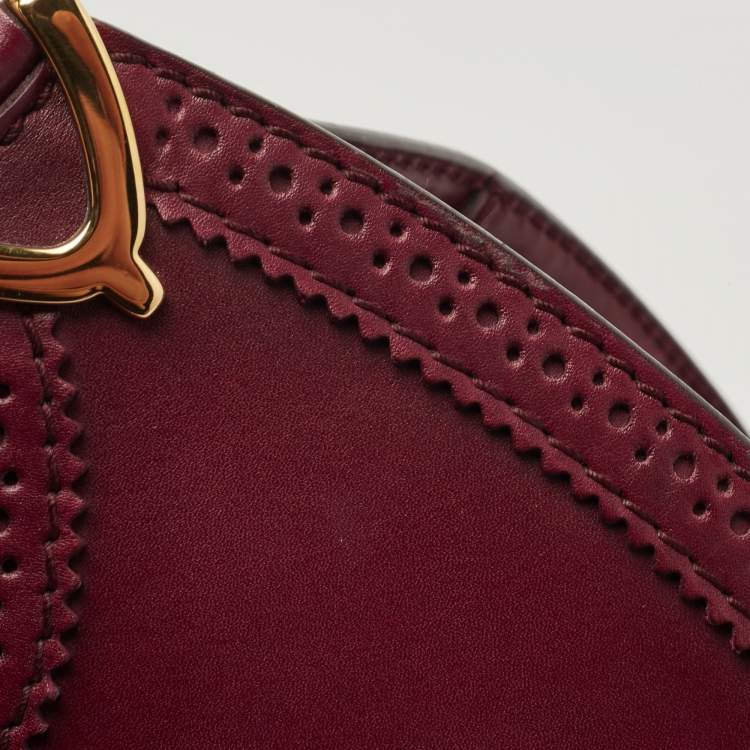 Pre Owned Gucci Burgundy Brogue Leather Stirrup Satchel