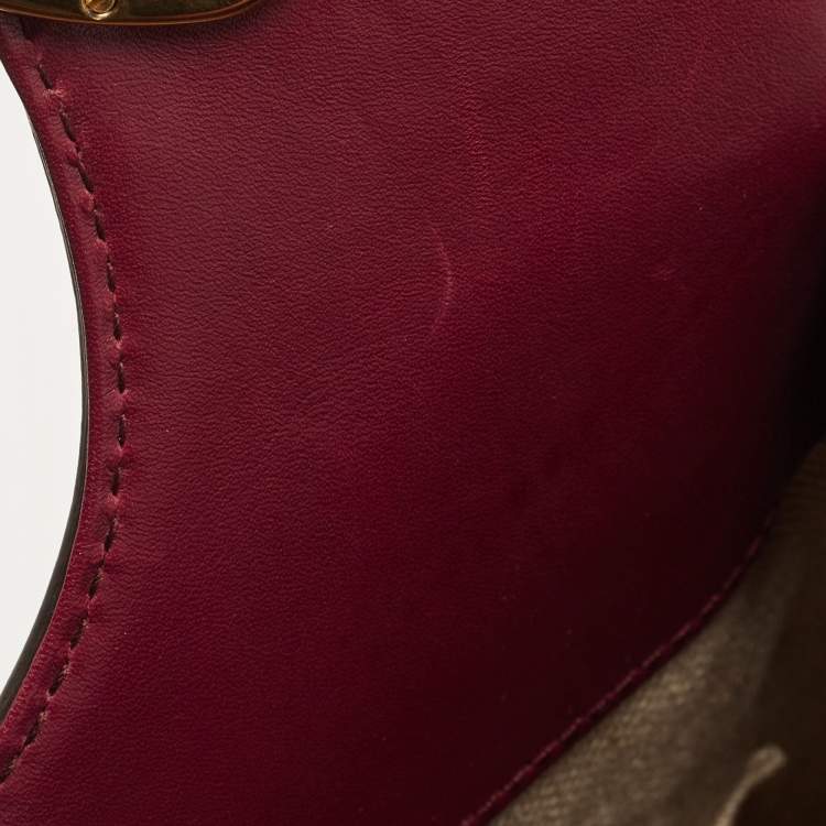 Pre Owned Gucci Burgundy Brogue Leather Stirrup Satchel