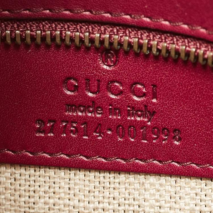Pre Owned Gucci Burgundy Brogue Leather Stirrup Satchel