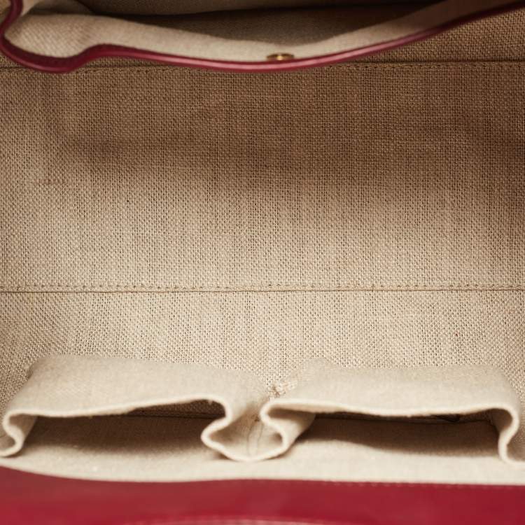 Pre Owned Gucci Burgundy Brogue Leather Stirrup Satchel